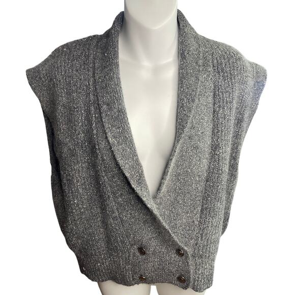 Vintage Lauren Cole Gray Silk Blend Women's Knit Vest Sleeveless Sweater Size M - Picture 1 of 5